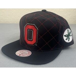 Ohio State Buckeyes Hat Cap Snap Back NCAA Football Mens Quilted Grid Taslan NWT